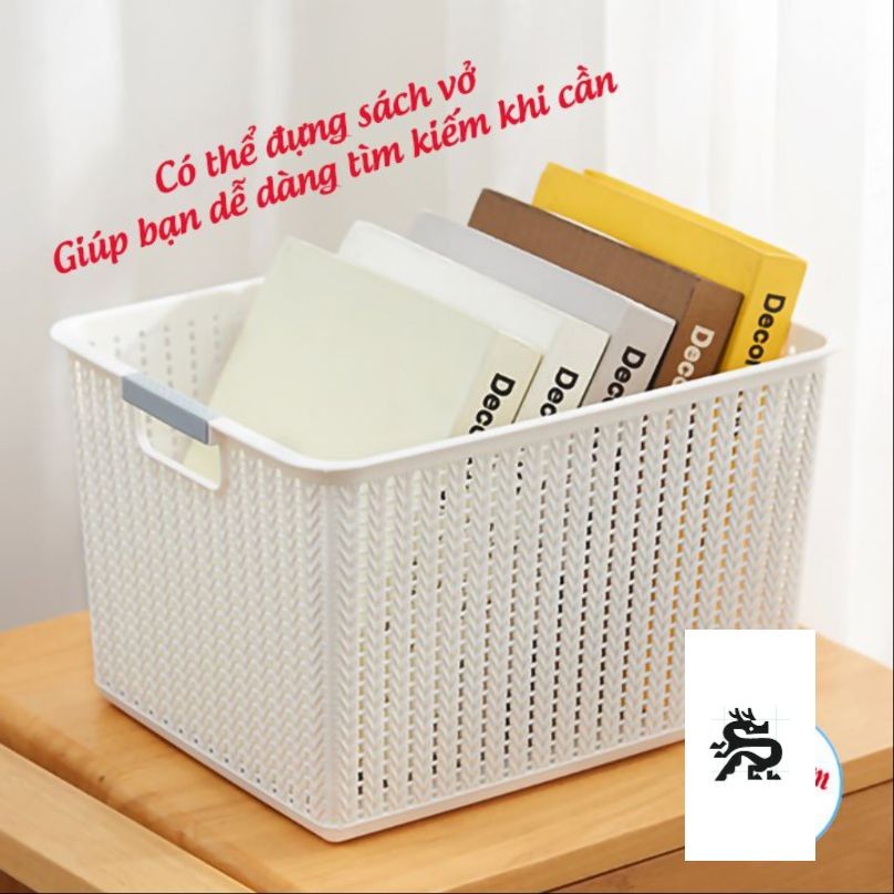 Combo 2 rổ đan mây đựng đồ đa năng size Bé (3415-1) Việt Nhật , Giỏ đan đựng quần áo, dụng cụ nhà bếp thiết kế hiện đại