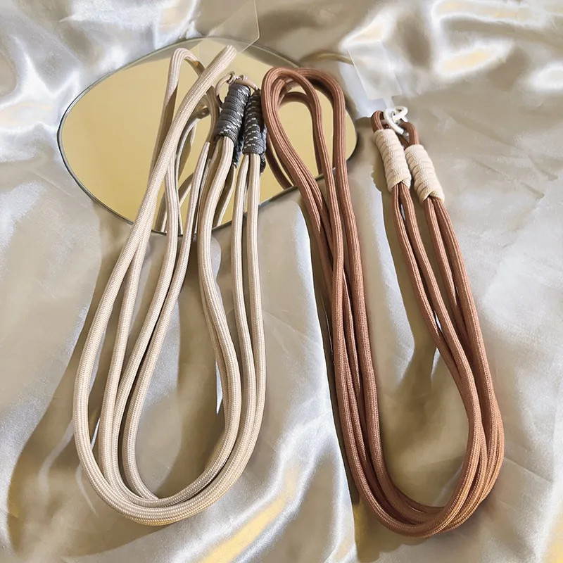 Ốp điện thoại nylon nâu cà phê kèm dây đeo vai chéo dài, phụ kiện điện thoại di động ngoài trời