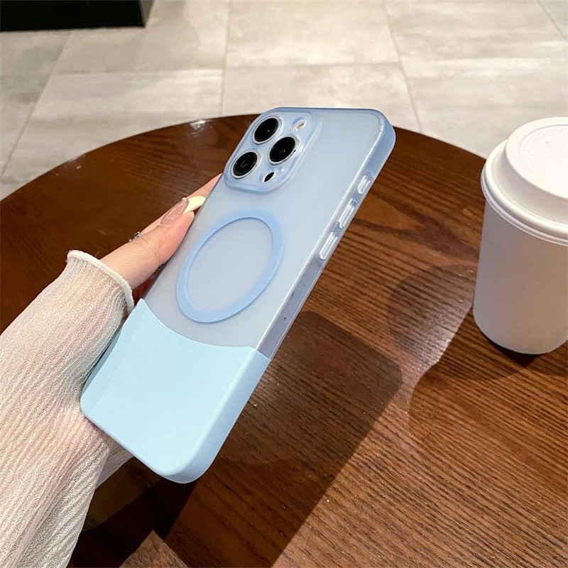 Ốp điện thoại cứng PC nối mờ 2 trong 1 cho iPhone 17 Air 16 Pro Max 15 Plus 14 13 12 11 Crystal Hit Color Vỏ sạc không dây trong suốt