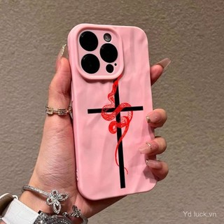 Ốp điện thoại toàn diện Cross Red Snake độc đáo Creative Dark Series Thích hợp cho iPhone16plus 15pro 14pro 13promax 12promax 11 xr 16 15plus xsmax 7plus Vỏ điện thoại chống sốc