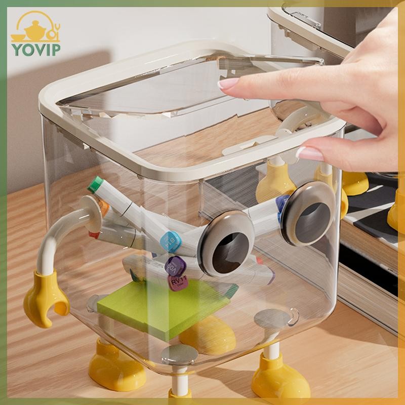 YOVIP Dễ Thương Trong Suốt Để Bàn Thùng Rác Nhỏ Văn Phòng Có Giá Trị Cao Có Nắp Bảo Quản Giỏ Giấy Rác Bàn Học Sinh Ký Túc Xá Thùng Chứa VN