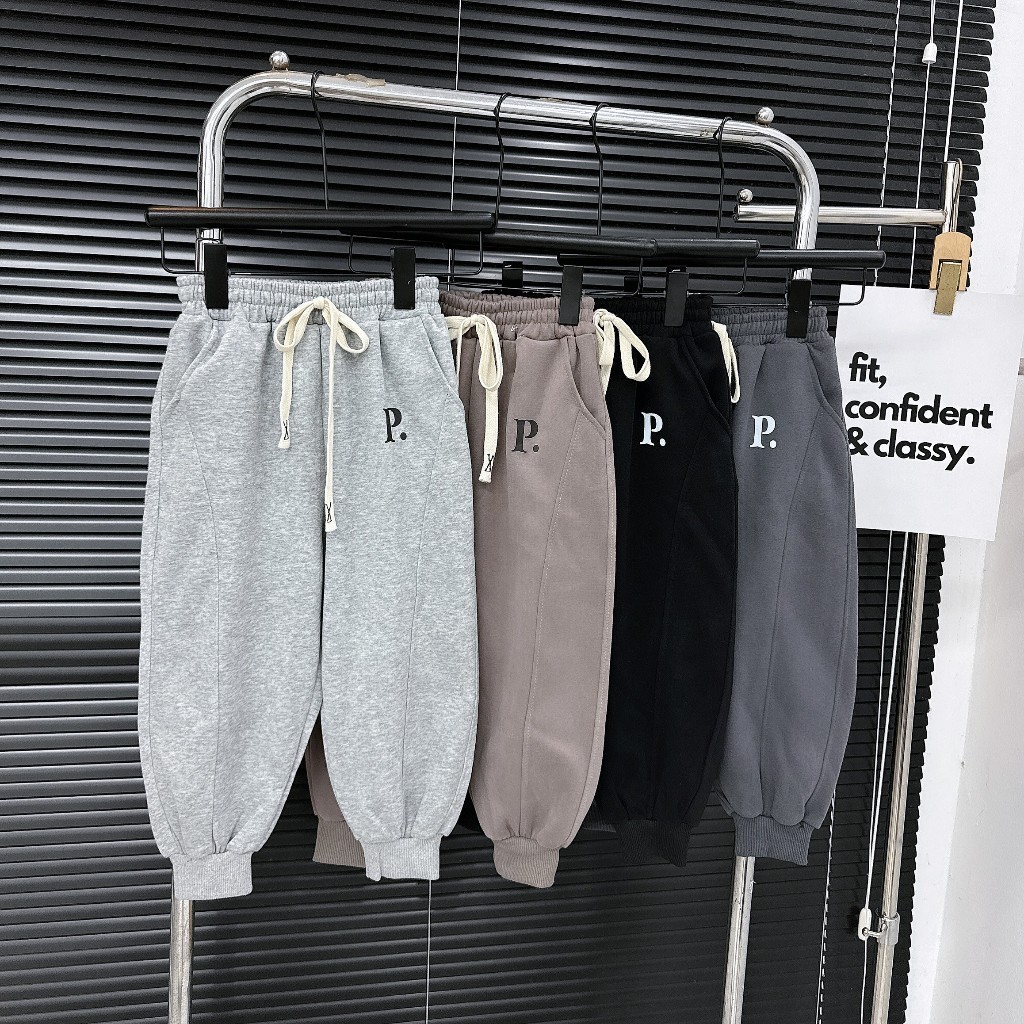 Quần Nỉ Mùa Đông In Chữ P Chất QCCC Dày Dặn, Ấm Áp Cho Bé 4 Màu Đủ Size 17-65kg