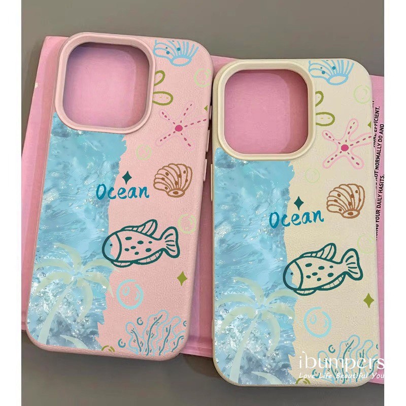 ibumpers Ốp Điện Thoại iPhone Họa Tiết Nguyên Tố Biển Hợp Thời Trang Cho IPhone 16 15 14 12 13 11 Pro Max IP 7 8 Plus X XS XR Ốp Lưng Mỏng Silicon Mềm Da Họa Tiết