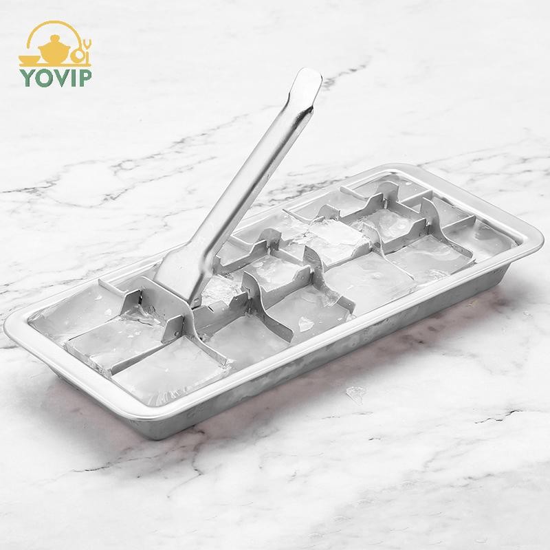Khay inox YOVIP dùng cho tủ đông, khay đá kim loại có cần gạt, khay đá lấy cảm hứng từ VN cổ điển