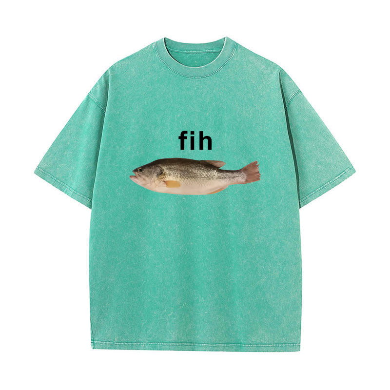 Áo Thun Fih Cá Meme Cotton, Thời Trang Mùa Hè Cho Nam và Nữ