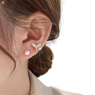 Bông tai hình đuôi nàng tiên cá với ngọc trai và pha lê lấp lánh - Perfect cho những buổi hẹn hò