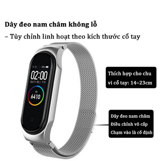 Dây đeo Milanese thép không gỉ cao cấp, từ tính – Dành cho Xiaomi Mi Band 3/4/5/6/7/8/9/10