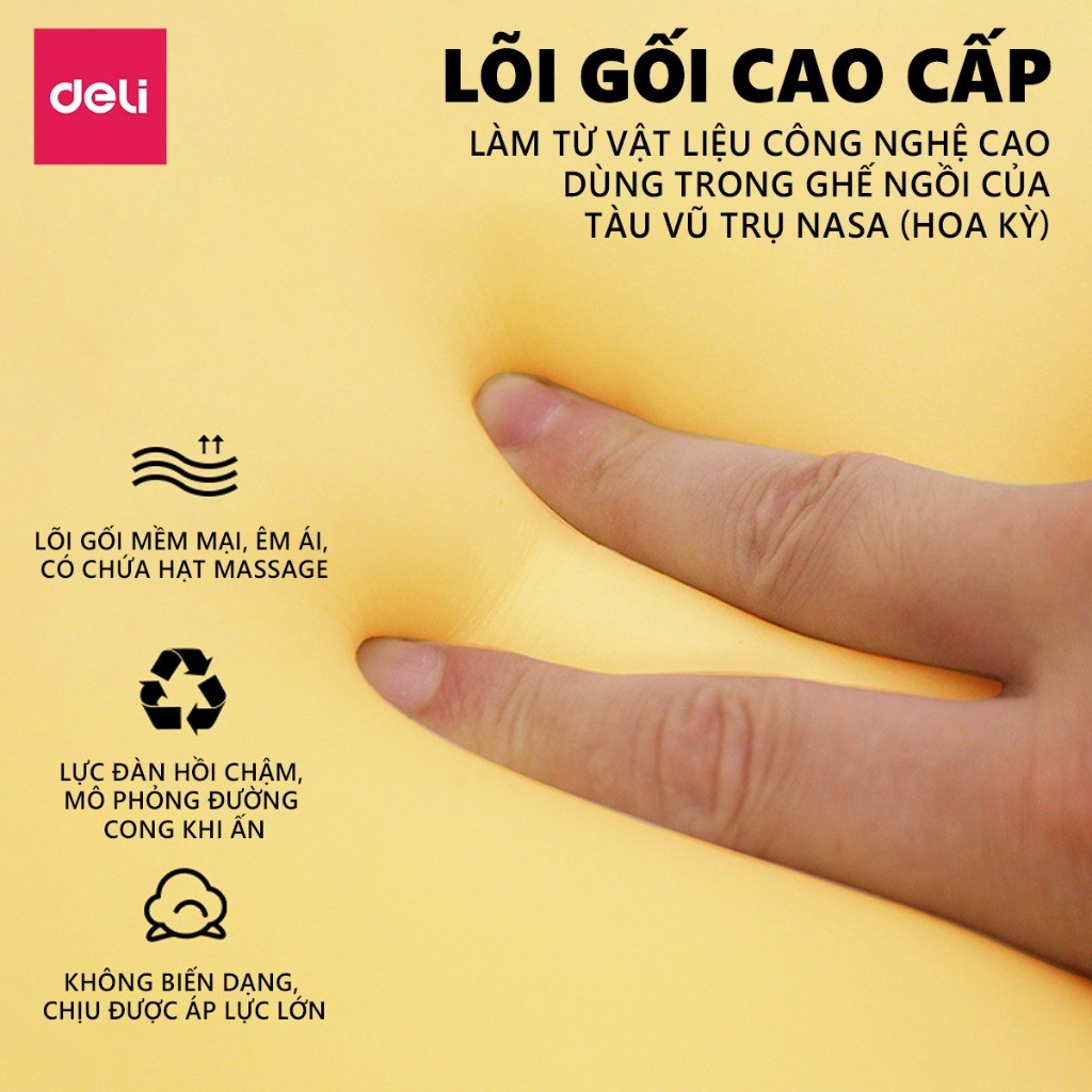 Combo Bộ gối tựa lưng và đệm Foam lót ghế văn phòng DELI, giảm đau mỏi chống gù lưng, hỗ trợ giảm đau ngồi lâu