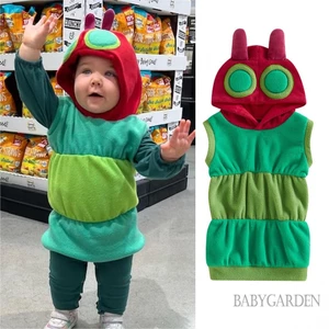 / / -Baby Boy / girl Caterpillar Cosplay Trang Phục Dễ Thương Không Tay Có Mũ Trùm Đầu Áo Vest Halloween Trang Phục Cho Bé Tập Đi