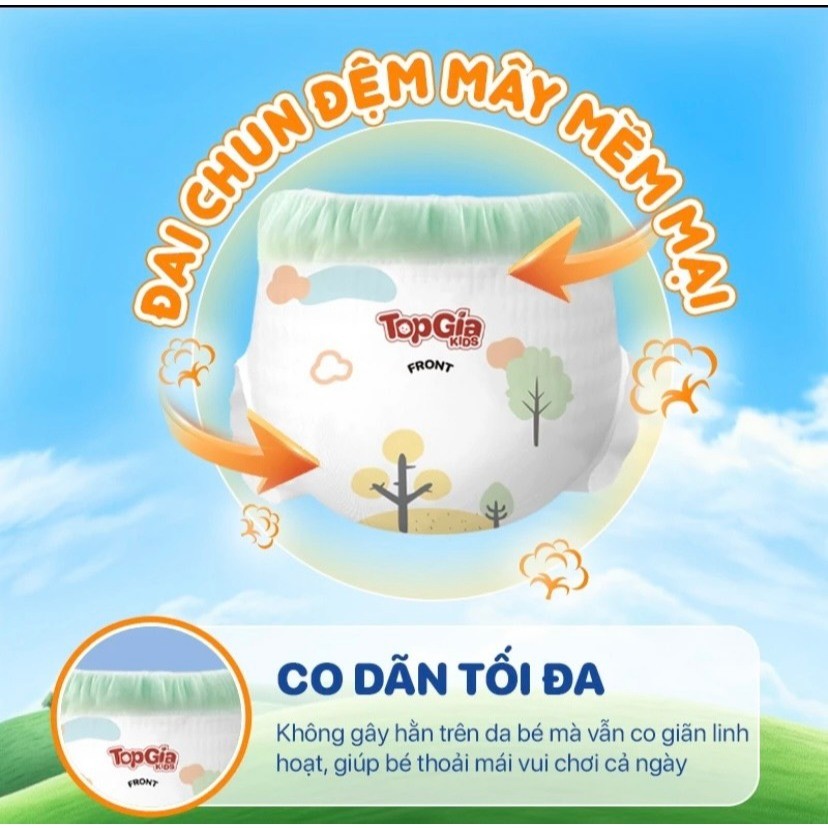 Bỉm Dùng Cho Bé Topgia Tã/bỉm quần dán TopGiaKids pH<7 an toàn cho da, khô thoáng thấm hút tốt đủ size S /M / L/XL