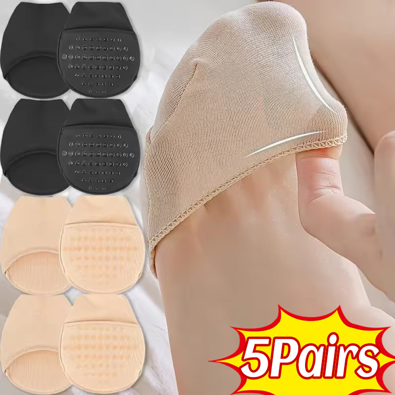 Tất nửa đế thoáng khí với chấm chống trượt và thiết kế liền mạch từ Polyester bền, phù hợp cho giày cao gót hoặc đế bệt