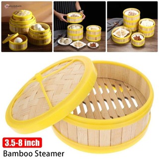 SWEETASHAHEARTS 1 Cái Giỏ Hấp, Máy Hấp Tre Đa Năng Handmade, Có Nắp 3.5-8 inch Dụng Cụ Nấu Ăn Nhà Bếp Nấu Cơm Dính