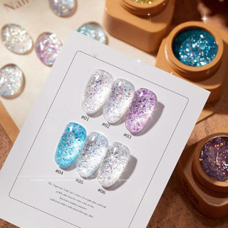 Baoshiman Bong Bóng Trà Đá Kim Sa Lấp Lánh Series Gel Móng Tay Siêu Flash Nhiều Màu Sắc Sequin Đóng Hộp Quang Trị Liệu Keo Móng Tay Nghệ Thuật Làm Móng Tay Cho Tiệm Móng Tay