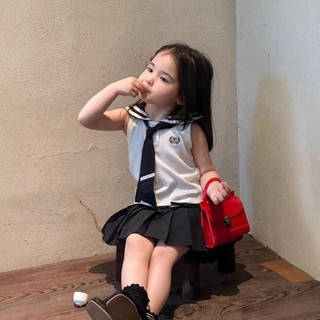 S356-[tomnaukid] Set áo thủy thủ phối chân váy xếp ly cho bé gái size từ 8-30Kg