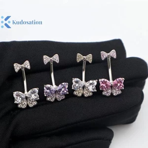 Kudosation Zircon Nơ Pha Lê Bụng Nút Nhẫn Xuyên Rốn Nhẫn Trang Sức Cơ Thể Cho Nữ Thời Trang Cơ Thể Xuyên Trang Sức