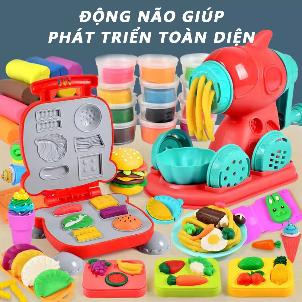 Bộ Đất Nặn Đồ Chơi Nấu Ăn Cho Bé 40pcs Chi Tiết Đầy Đủ, Bé Tự Làm Các Món, An Toàn Sáng Tạo