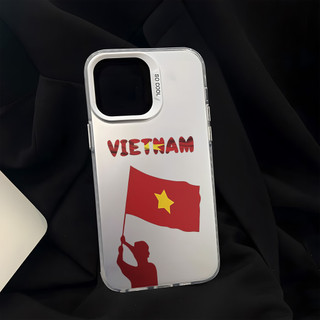 Ốp điện thoại cờ đỏ Việt Nam cho iPhone 11 / 16 thương hiệu iPhone 12 / 13 / 14 15 pro max IMD Vỏ bảo vệ chống rơi và chống sốc bằng bạc đầy màu sắc IMD