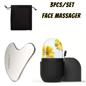 Ice Face Roller & Thép không gỉ Gua Sha Board Set để nâng cơ mặt Dụng cụ chăm sóc da Làm đẹp Máy mát xa mặt Con lăn Massage mặt
