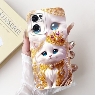 Dành Cho OPPO Reno7 5G CPH2371 Vỏ Hoạt Hình Mèo Thỏ Dễ Thương Reno 7 5G (Toàn Cầu) Vỏ Điện Thoại Silicon Mềm Bảo Vệ Ống Kính