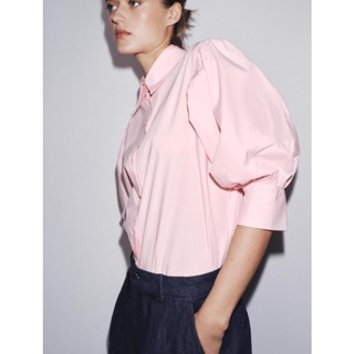 ZARA Áo Sơ Mi Top Mùa Hè, Vải Cotton Pha Lụa, Phong Cách Đơn Giản - 2731082