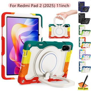Ốp Lưng Tương Thích Cho Redmi Pad 2 2025 11inch Redmi Pad 2 4G Máy Tính Bảng Trẻ Em Bảo Vệ Trẻ Em Cầm Tay An Toàn 360° Vỏ xoay Chống sốc