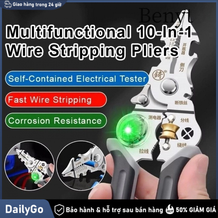 Kìm Thử Điện 10 Tính Năng Trong 1 – Cắt, Tuốt, Bấm Cos, Uốn Dây, Kiểm Tra Dòng Điện Dễ Dàng