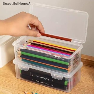Hộp đựng nhựa trong suốt màu đen BeautifulHomeA có nắp cho bút, bút chì, bút đánh dấu, đồ dùng học tập & tổ chức văn phòng, sắp xếp bàn làm việc VN