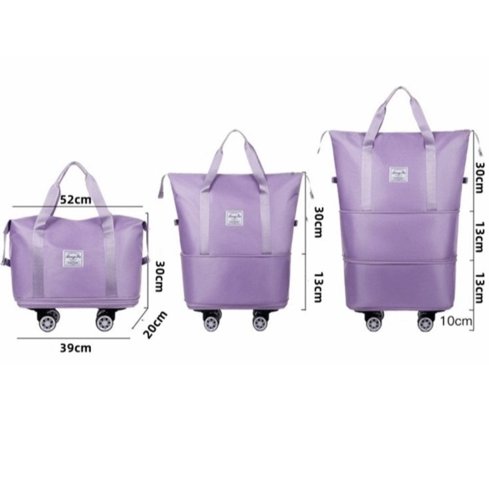 HOBBYIN Túi đựng hành lý cầm tay HOBBYIN, Túi du lịch bánh xe đa năng dung tích lớn có thể mở rộng, Quà tặng Túi lưu trữ cầm tay gấp Separatio ướt và khô