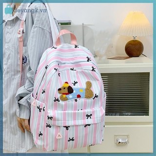 Deyangk Dễ Thương Dachshund Nơ Sọc Ba Lô In Dung Tích Lớn Học Sinh Schoolbag Thời Trang Tinh Tế Cá Tính Xu Hướng Túi Du Lịch Quà Tặng VN