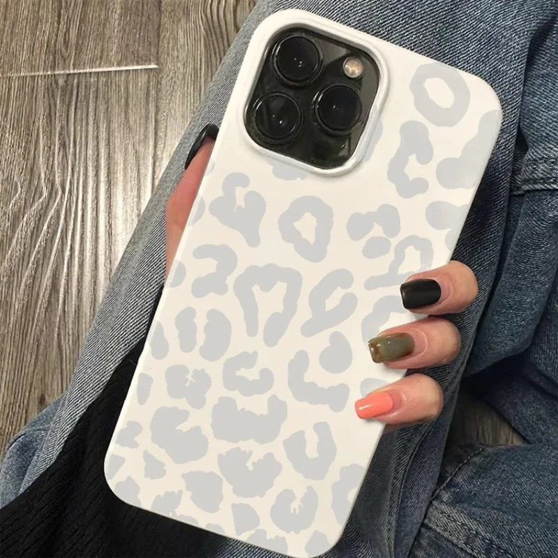 Ốp Điện Thoại In Hình Da Báo Xám-Trắng Cho iPhone 13 11 12 14 15 16 Pro Max 16E 14 15 Plus Mềm TPU Silicon Chống Sốc