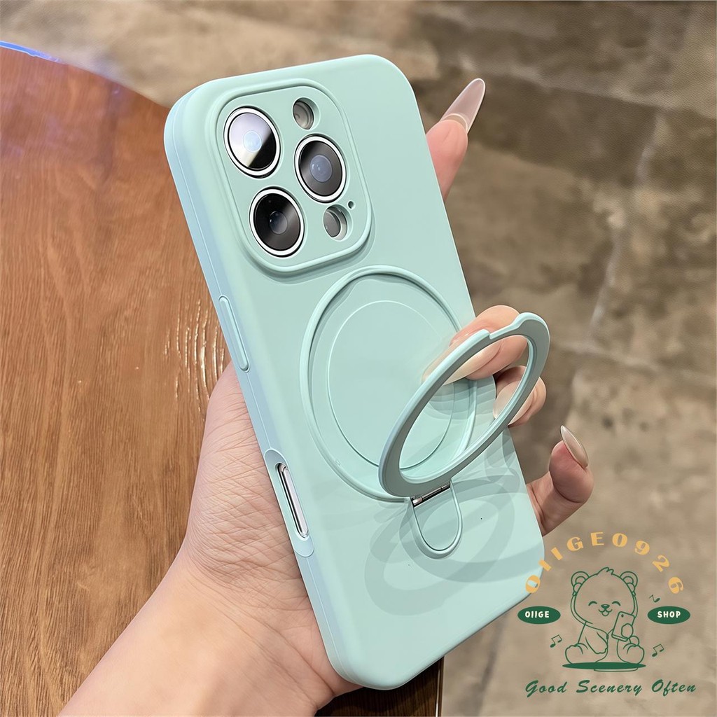 Macaroon Skin Sense Bracket Ốp điện thoại từ tính iphone16 Pro Max 15 14 13 12 11 vỏ cho vỏ iPhone Vỏ mềm silicon TPU chống sốc