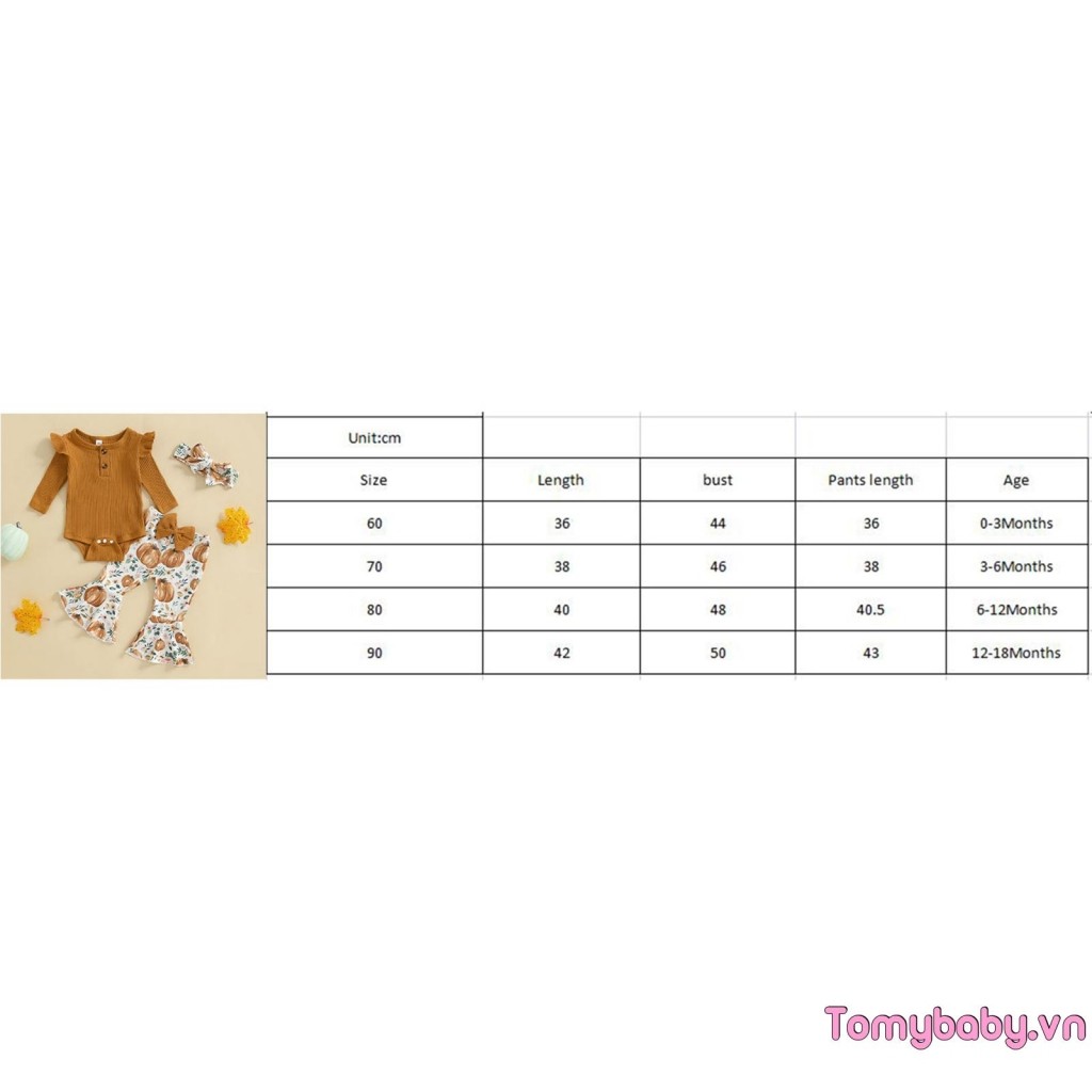 3 Bộ trang phục bé gái Áo liền quần dài tay + Đáy chuông bí ngô + Bộ băng đô