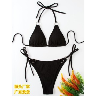 Đồ Bơi Nữ Màu Kẹo Đan Dây Hai Mảnh Bikini Đồ Bơi
