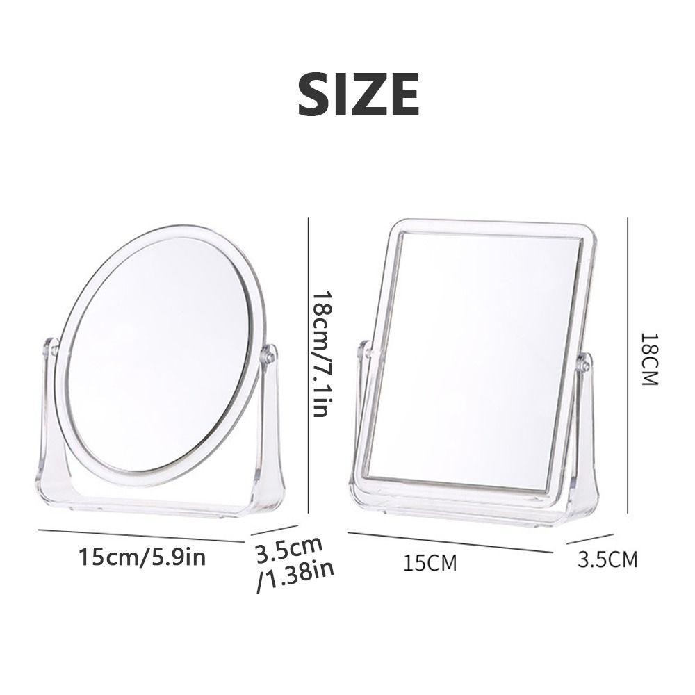 Gương phóng đại MKEB 5x, Gương mỹ phẩm để bàn hai mặt vuông tròn, Creative 360° Xoay trong suốt có bàn đứng Gương trang điểm phòng tắm | BigBuy360 - bigbuy360.vn