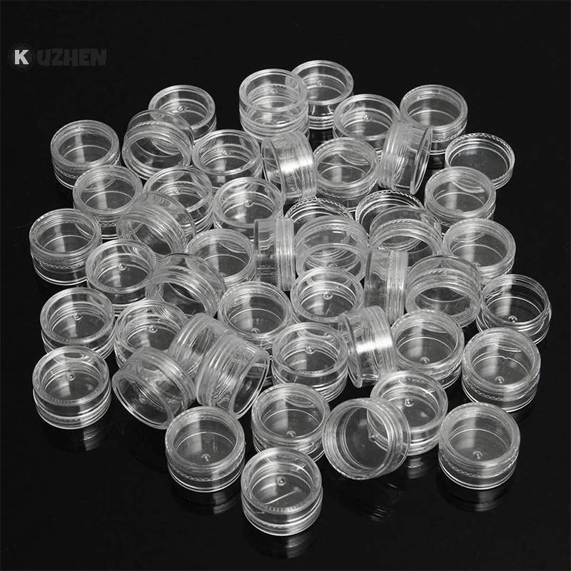 Kuzhen 50pc Bình kem trong suốt Chai mỹ phẩm Hộp đựng nồi trong suốt cho móng tay HOT