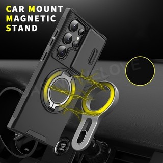 Ốp Điện Thoại Cho Samsung Galaxy S21 S22 S23 S24 Ultra Galaxy S21Ultra 5G S23Ultra 5G 2024Áo Giáp Chống Sốc Đẩy Kéo Cửa Sổ Camera Bảo Vệ Vỏ Kim Loại Giáp Nhẫn Đứng Xe Vỏ Điện Thoại