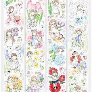 Zhuo Dawang [Azhuo Flower Language Dreamland Tape] Die-cut Sticker Roll Washi Chất liệu hoa Sổ tay gốc Vẽ tay