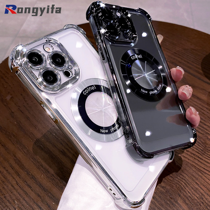 Ốp Điện Thoại Trong Suốt Từ Tính Sang Trọng Cho Vivo X100 Ultra X100s T3 Lite 5G iQOO Neo 9 9s Pro Z9 Turbo Z9X Z8 Z8X Vỏ Chống Sốc Kinh Doanh Sạc Từ Tính Chống Rơi Trong Suốt