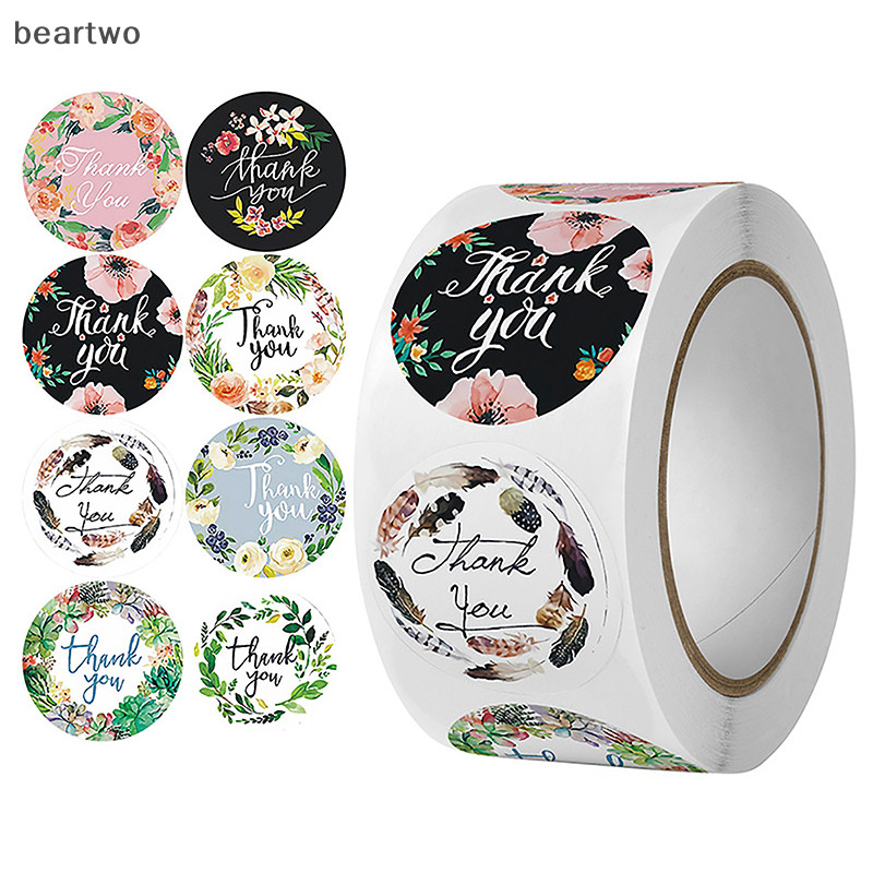 < Beartwo > 500 Cái 1inch Hoa Lãng Mạn Cảm Ơn Dán Cuộn Cho Phong Bì Hộp Trang Sức Cưới Văn Phòng Phẩm Con Dấu Miếng Dán Quà Tặng Lable Đẹp