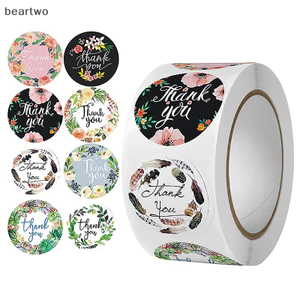 < Beartwo > 500 Cái 1inch Hoa Lãng Mạn Cảm Ơn Dán Cuộn Cho Phong Bì Hộp Trang Sức Cưới Văn Phòng Phẩm Con Dấu Miếng Dán Quà Tặng Lable Đẹp