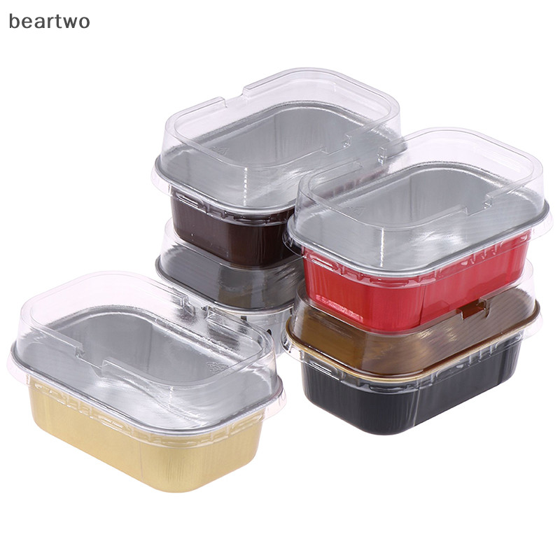 < Beartwo > 10 Cái Khuôn Nướng Bánh Giấy Nhôm Hình Chữ Nhật Có Nắp Dụng Cụ Làm Bánh Ngọt Đẹp