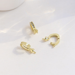 Đồng Clad Màu Vàng Giữ Kẻ Sọc Zirconi Kích Thước Nhỏ Đa Năng Ngọc Trai Treo Khóa DIY Handmade Trang Sức Đính Hạt Tay Vòng Cổ Phụ Kiện