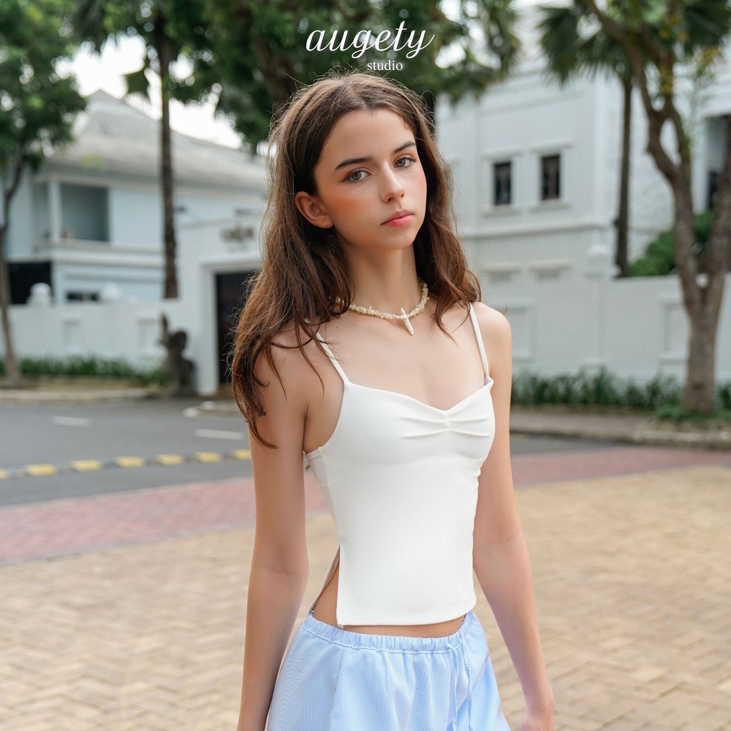 Áo Hai Dây Xếp Ly Ngực Xẻ Tà Augety Studio, ASHLYN TOP