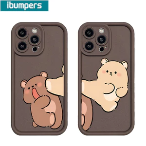 ibumpers Ốp lưng Iphone cute hài hước gấu dâu in hình couple Ốp điện thoại Dày dặn Chống rơi Silicone Mềm Chống Sốc Chống bẩn Cho Iphone 15 14 12 13 11 Pro Max IP 7 8 Plus Iphon X XS XR Xs Max
