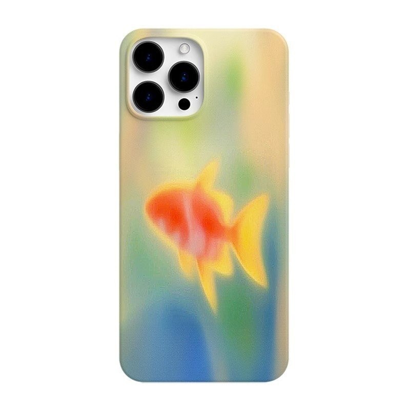 Cá vàng đỏ mờ dùng cho IPhone 11 14 15 PLUS 12 PRO X XR XSMAX SE 7 8 plus 13 14 15 vỏ cứng đơn giản mẫu sành điệu ProMax Vỏ bảo vệ chống rơi BAB5