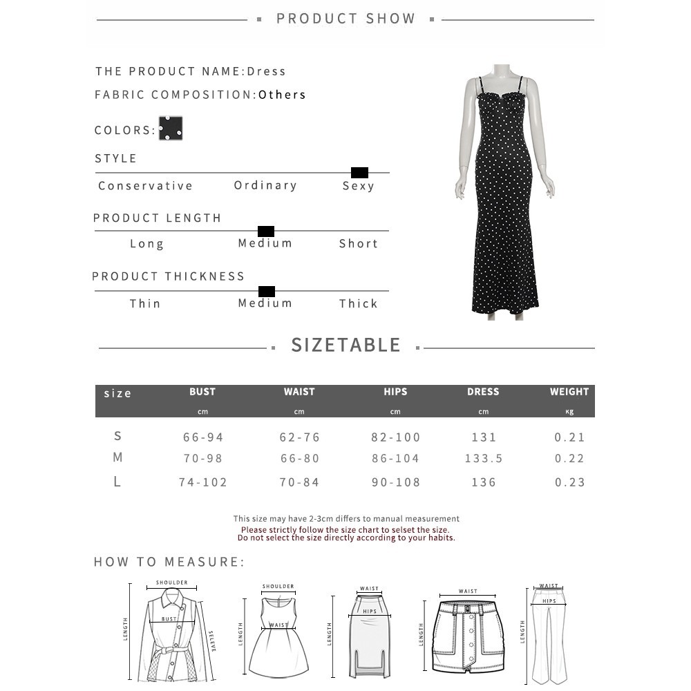 Klalien Đầm Maxi slim fit backless Chấm Bi suspender INS Phong Cách Pháp Thường Ngày Mới Mùa Hè Nữ