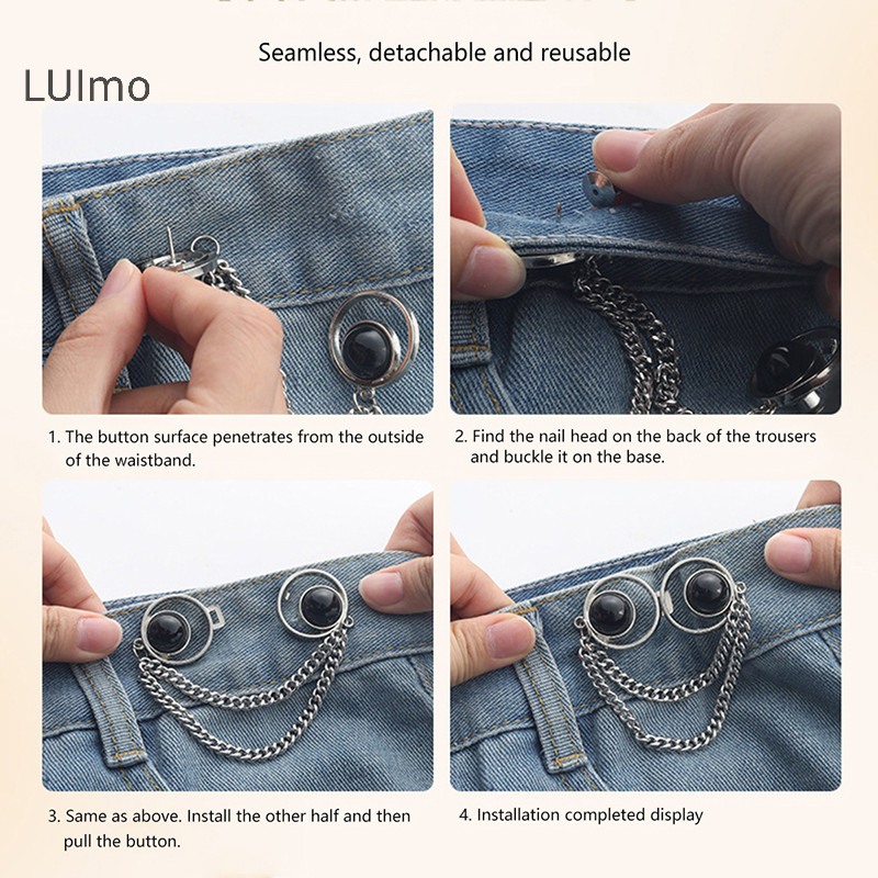 Luimo Ngọc Trai sel Khóa Eo Thắt Lưng Khóa Không May Có Thể Tháo Rời Quần Jean Kẹp Dành Cho Nữ Bé Gái Quần Áo Phụ Kiện SBS