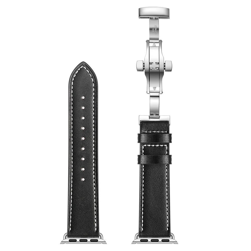 Dây đeo da khóa bướm cho dây đeo đồng hồ A-pple 45mm 38mm 40mm 41mm 42mm 49mm 44mm Dây đeo đồng hồ thông minh thời trang cho iWatch Series 9 Ultra 8 7 SE 6 5 4 3 2 1