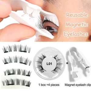 Kiligmata 1 Cặp Lông Mi Giả Từ Tính Có Kẹp Có Thể Tái Sử Dụng Lông Mi Tự Nhiên Không Keo Dán An Toàn 3D Lông Mi Giả Để Trang Điểm
