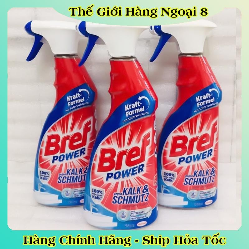 [Mẫu mới nhất] Chai xịt vệ sinh tẩy cặn canxi inox, vòi sen, vách kính Bref Power 750ml - Hàng Nội Địa Đức